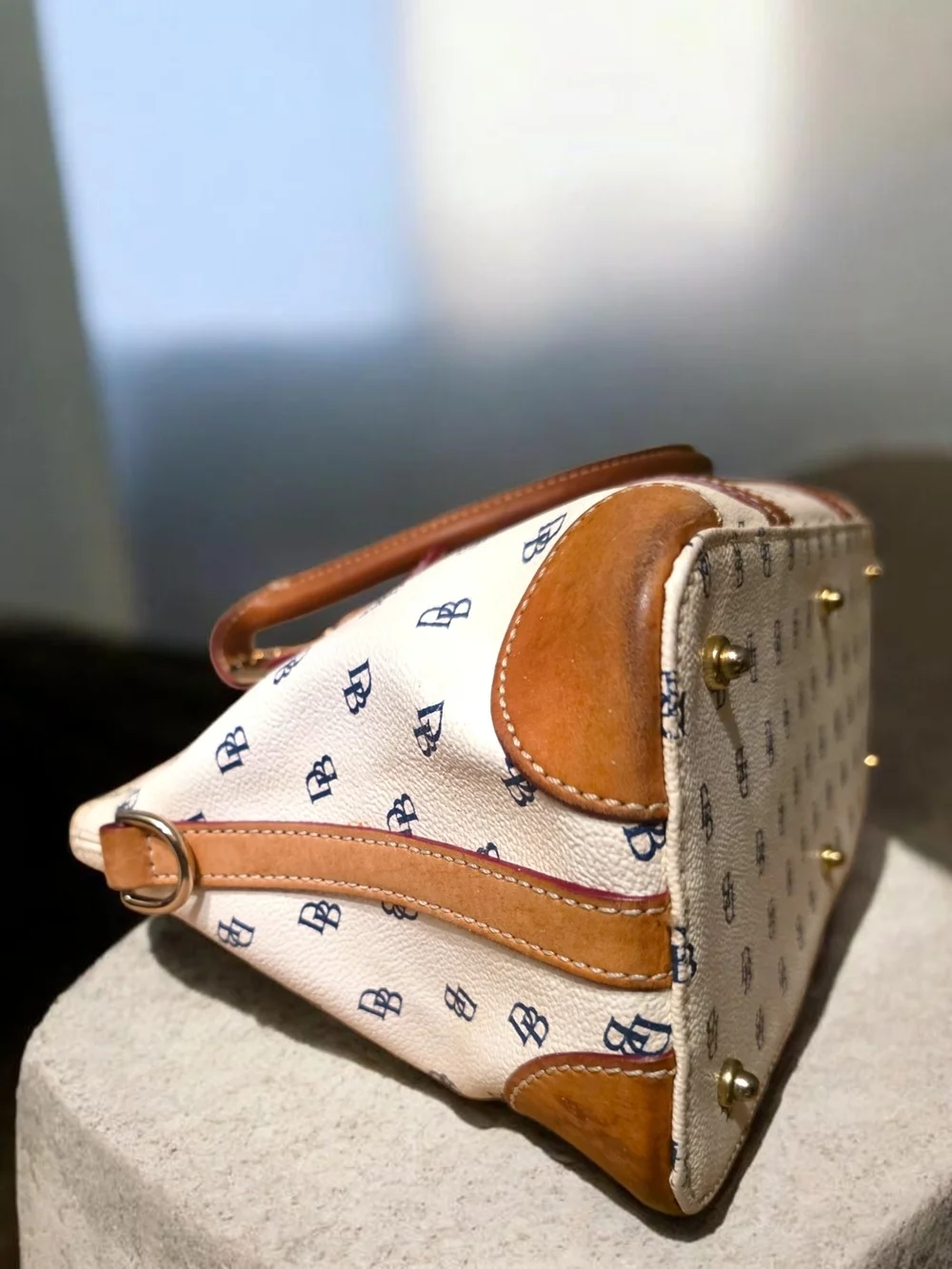 Dooney & Bourke Signature DB Monogram Satchel Tote & Matching Glass Case